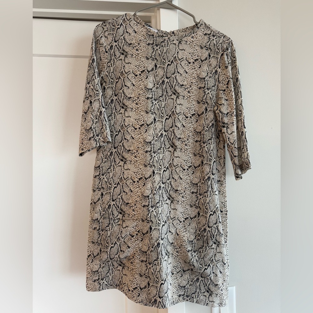 Equipment Black and Gray Snake Print Mini Dress